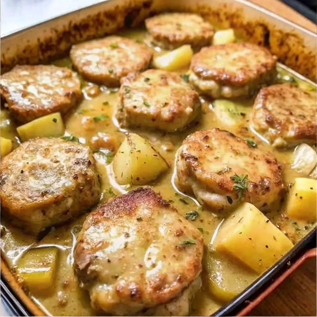 Smothered Pork Chops With Potatoes in Gravy