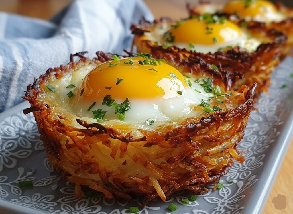 Eggs in Crispy Hash Brown Baskets